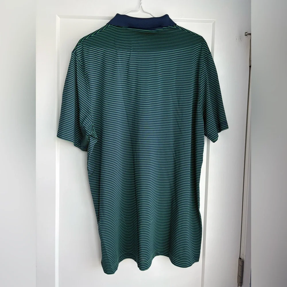 ADIDAS | Navy Blue and Green striped Polo |  Men’s Size Large